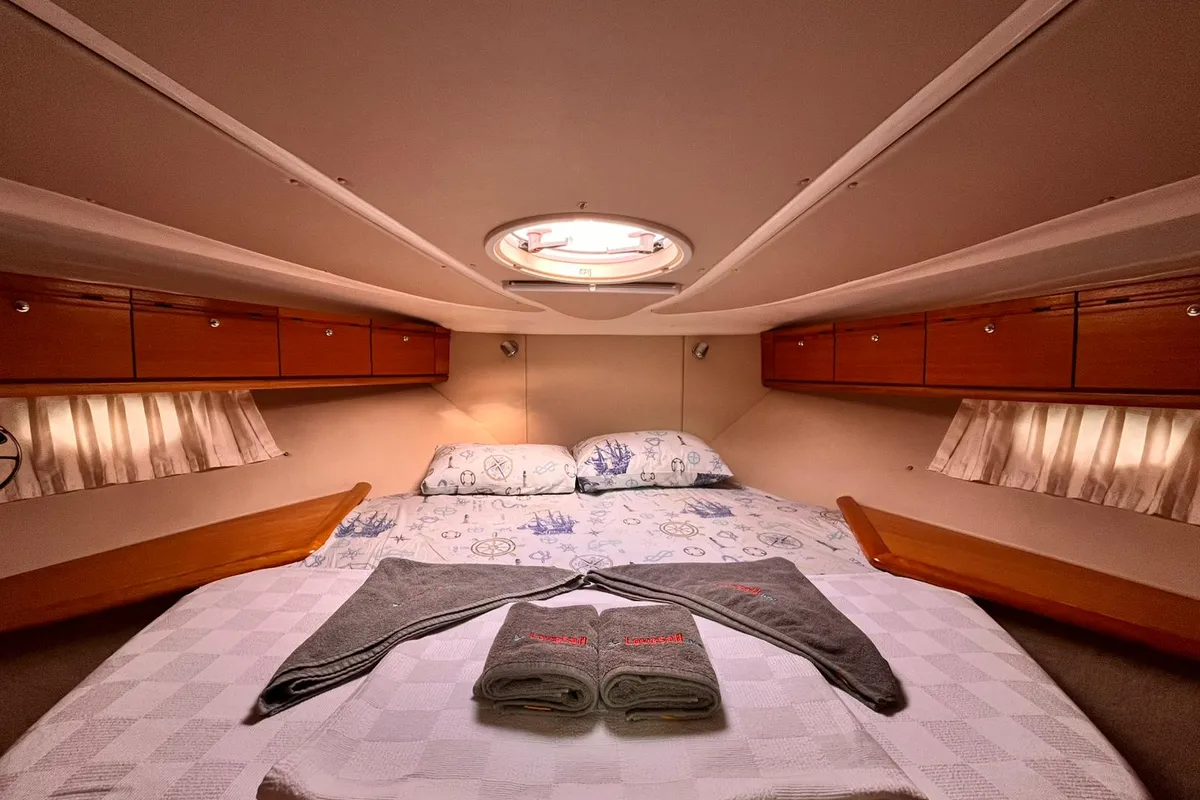 Cabin on Bavaria 37 Sport, a motor yacht at Fethiye, Turkey