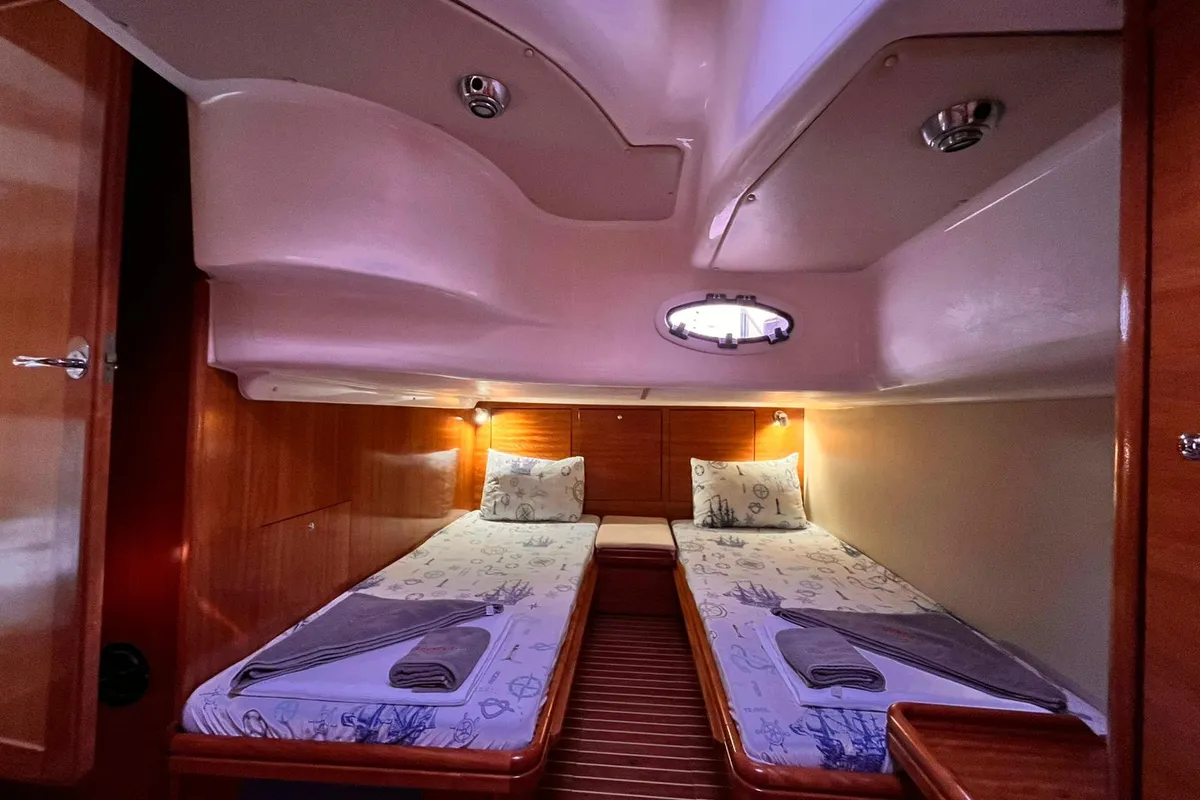 Cabin on Bavaria 37 Sport, a motor yacht at Fethiye, Turkey