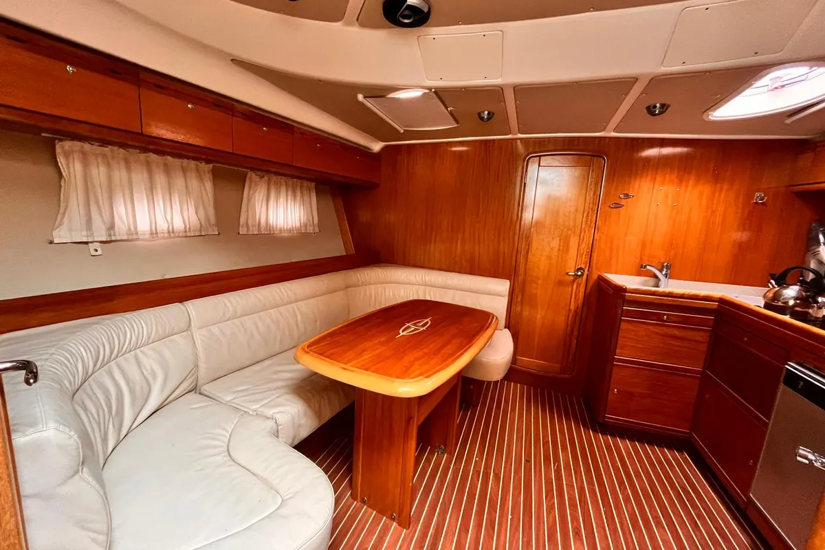 Galley of Bavaria 37 Sport, a motor yacht at Fethiye, Turkey