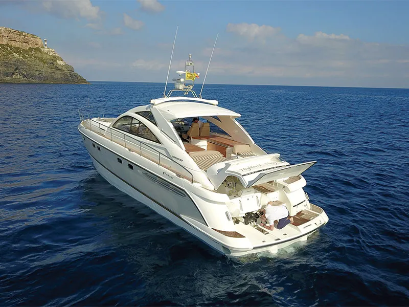 Exterior view of Katrin, a Fairline Targa 52 GT motor yacht at Grad Šibenik, Croatia
