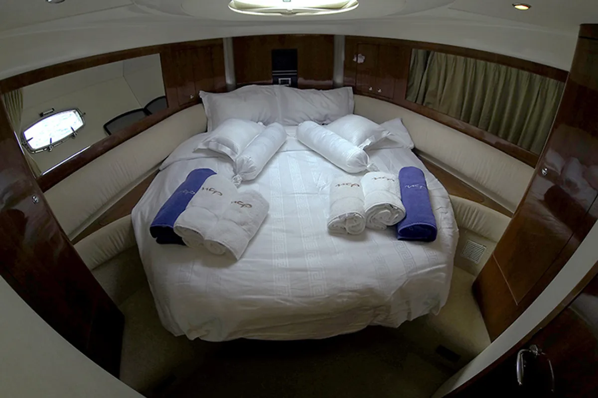 Cabin on Katrin, a Fairline Targa 52 GT motor yacht at Grad Šibenik, Croatia