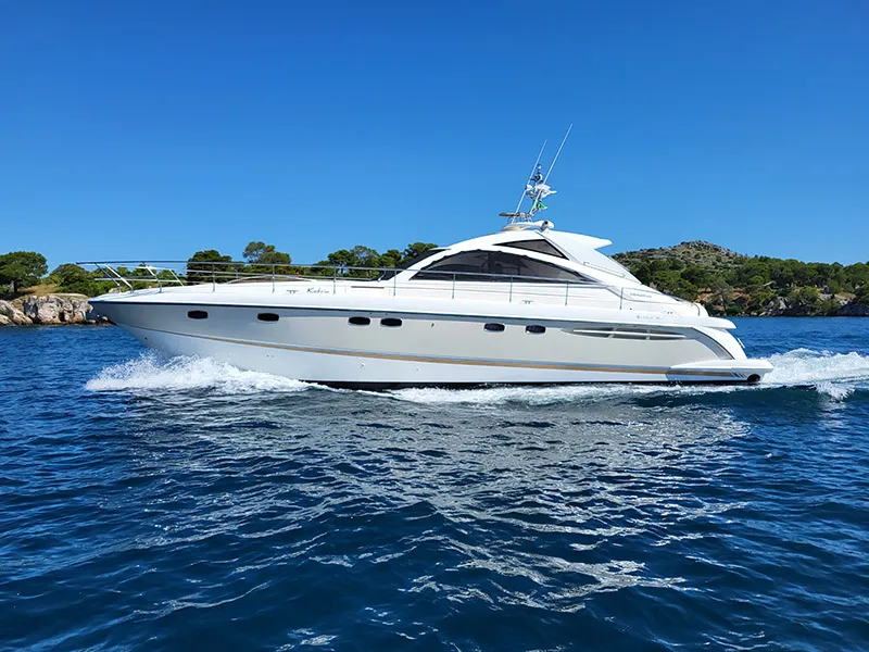 Exterior view of Katrin, a Fairline Targa 52 GT motor yacht at Grad Šibenik, Croatia
