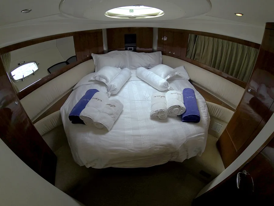 Cabin on Katrin, a Fairline Targa 52 GT motor yacht at Grad Šibenik, Croatia
