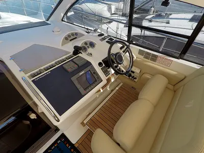Cockpit of Katrin, a Fairline Targa 52 GT motor yacht at Grad Šibenik, Croatia
