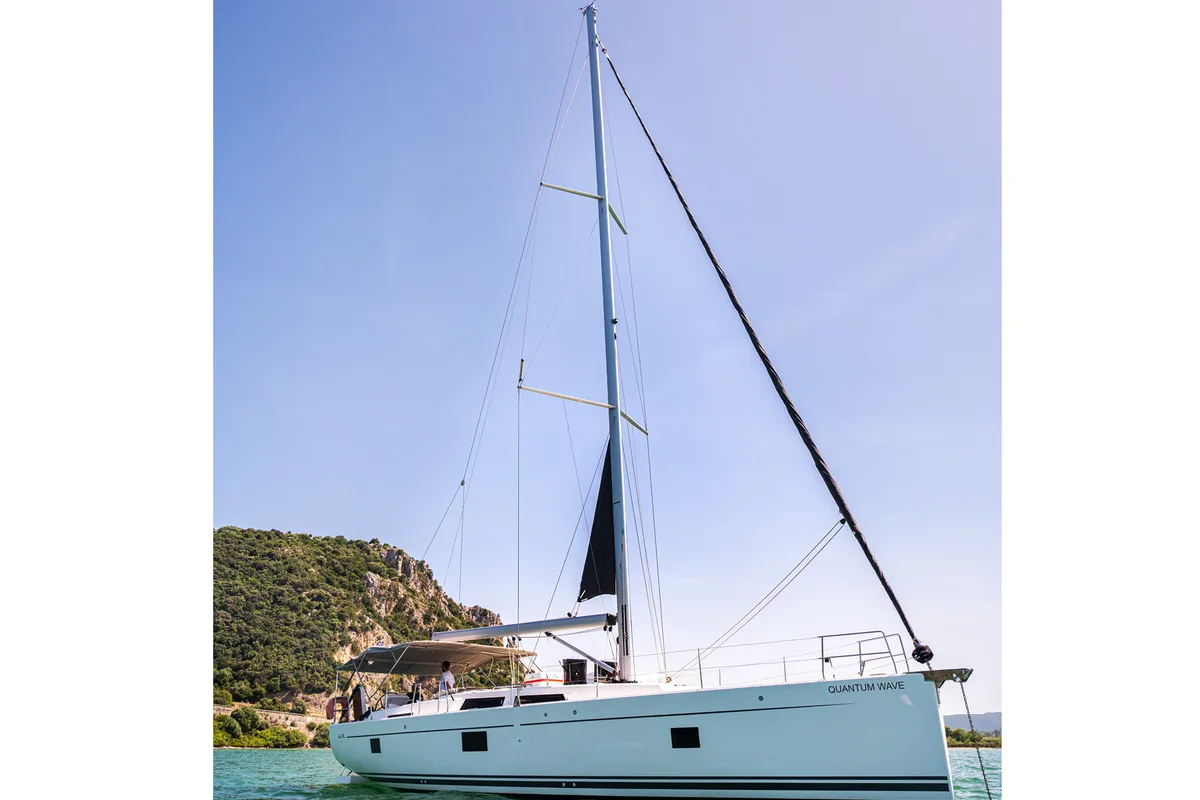 Exterior view of Quantum Wave, a Hanse 508 sailboat at Preveza, Greece