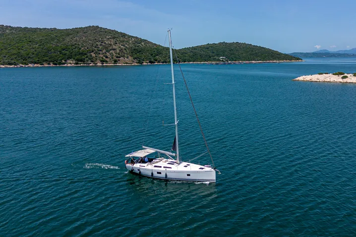 Exterior view of Quantum Wave, a Hanse 508 sailboat at Preveza, Greece