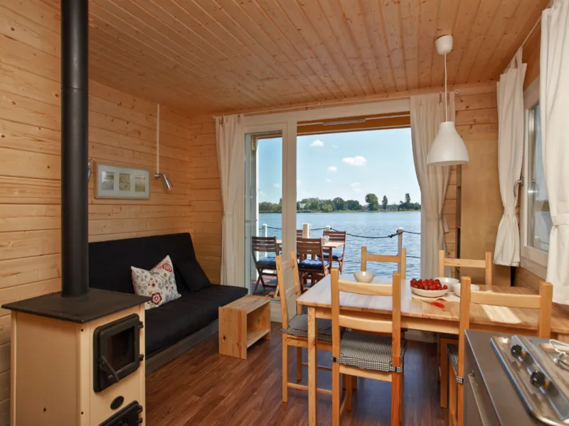 Salon of BunBo II, a De Drait Houseboat motorboat at Drachten, Netherlands
