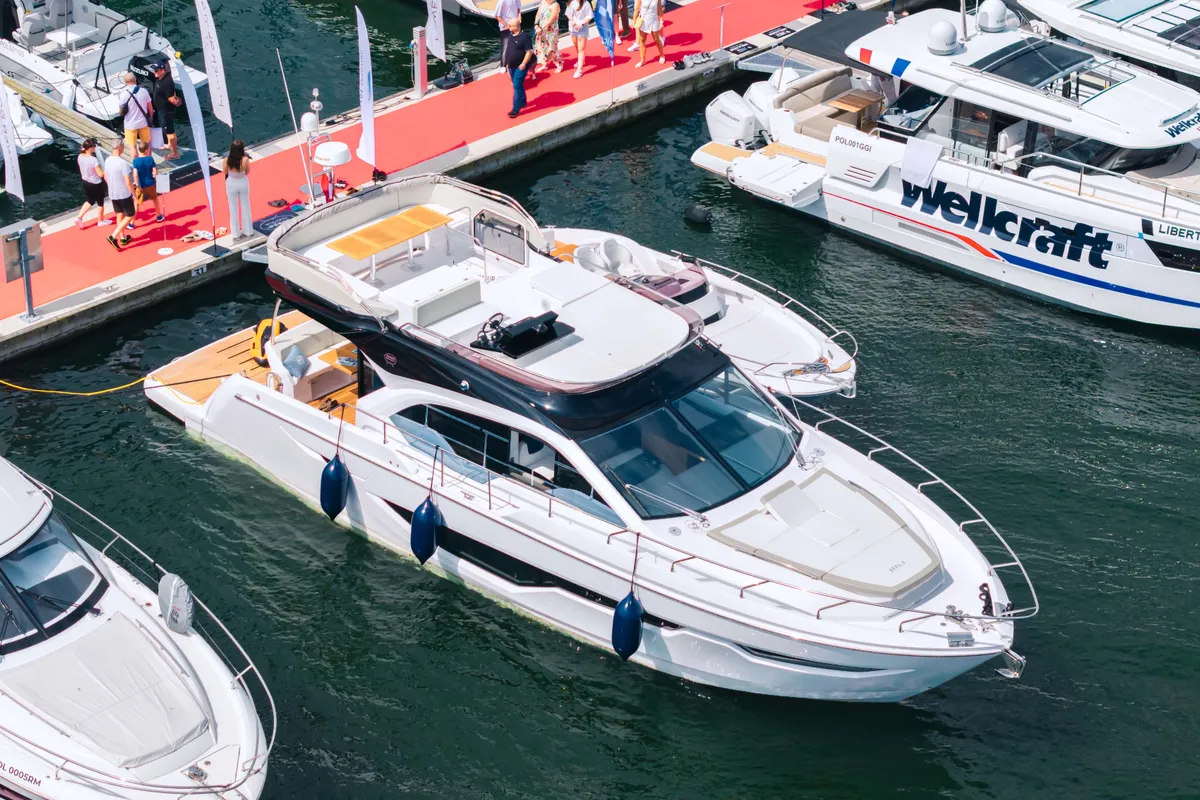 Exterior view of Supernova, a Sessa F48 motor yacht at Općina Sukošan, Croatia