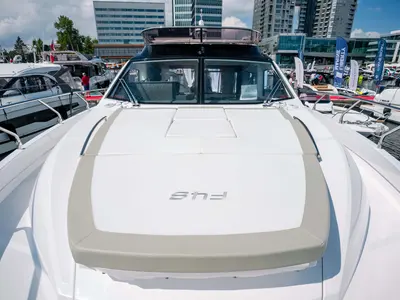 Deck of Supernova, a Sessa F48 motor yacht at Općina Sukošan, Croatia