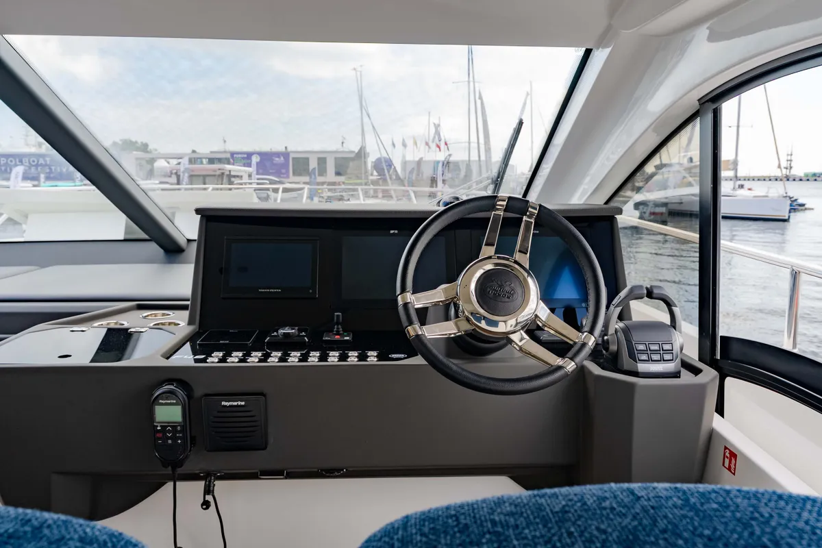 Cockpit of Supernova, a Sessa F48 motor yacht at Općina Sukošan, Croatia