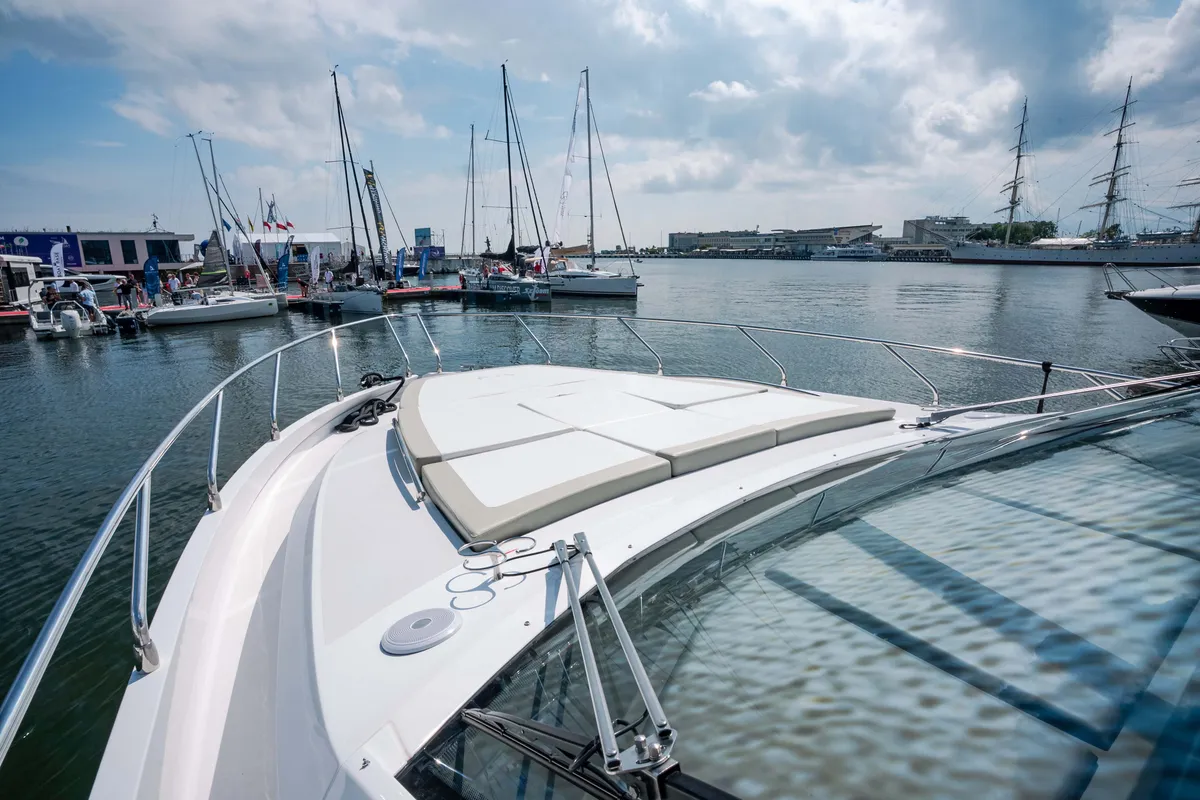 Deck of Supernova, a Sessa F48 motor yacht at Općina Sukošan, Croatia