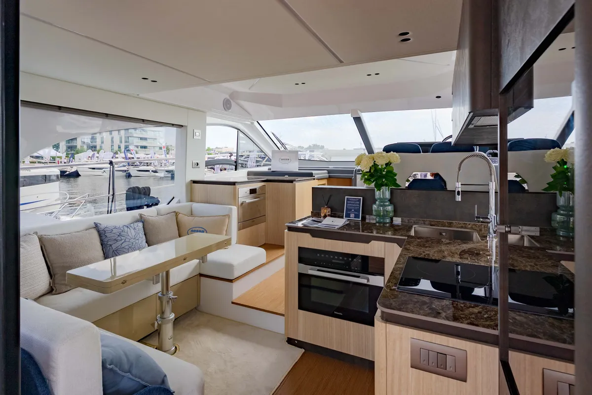 Galley of Supernova, a Sessa F48 motor yacht at Općina Sukošan, Croatia
