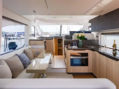 Galley of Supernova, a Sessa F48 motor yacht at Općina Sukošan, Croatia