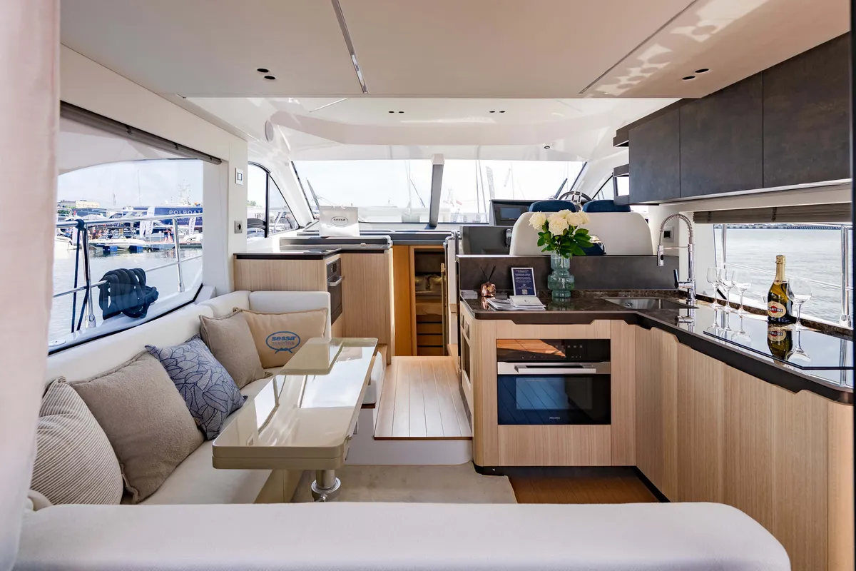 Galley of Supernova, a Sessa F48 motor yacht at Općina Sukošan, Croatia