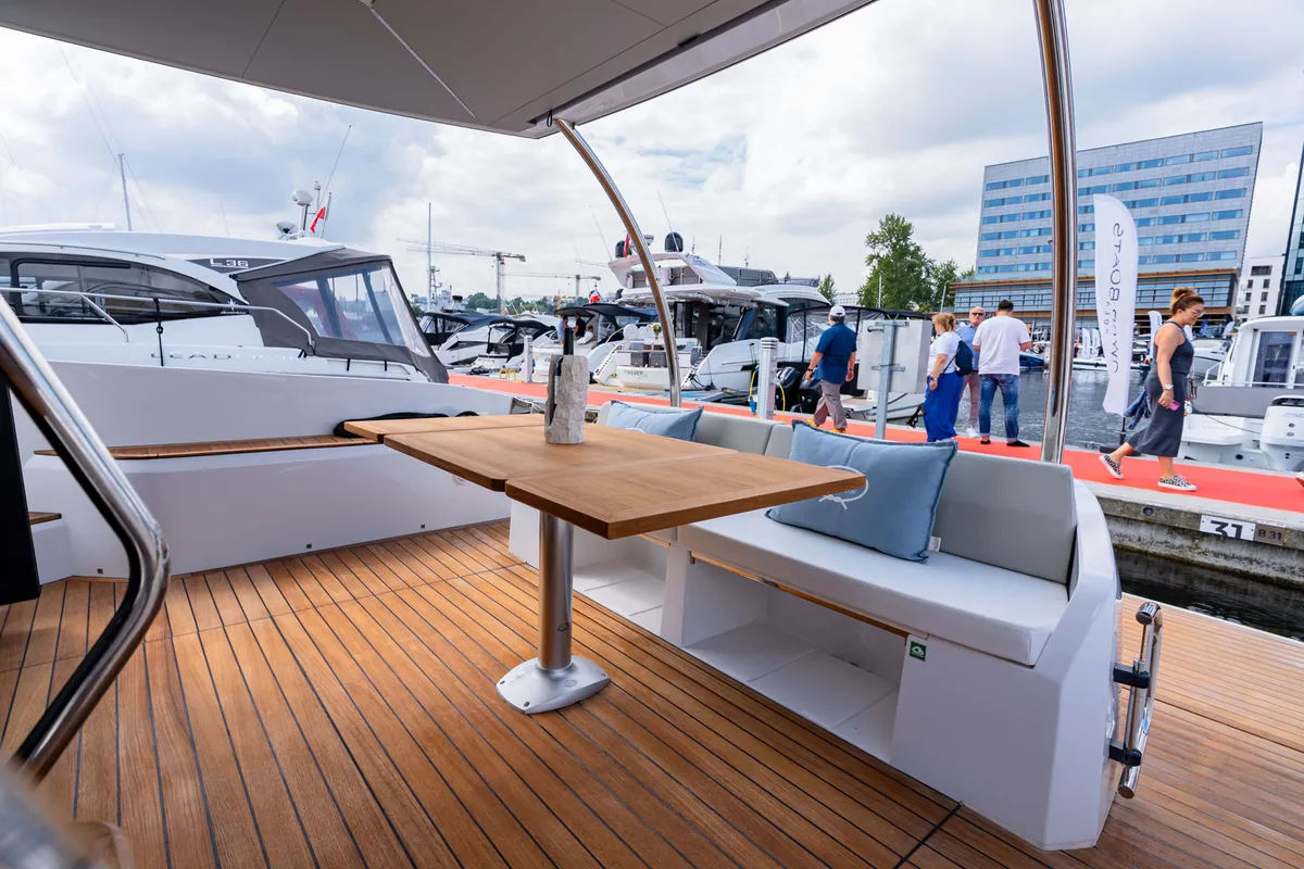 Cockpit of Supernova, a Sessa F48 motor yacht at Općina Sukošan, Croatia