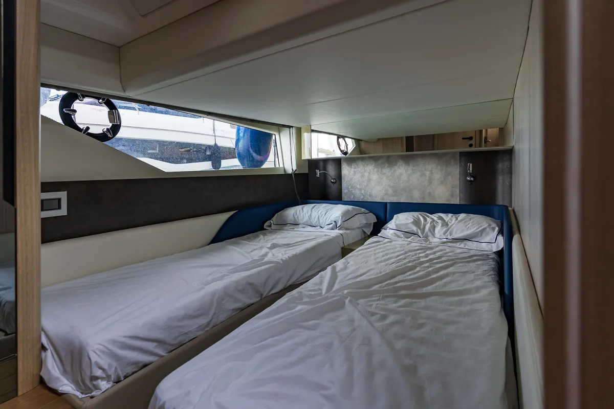 Cabin on Supernova, a Sessa F48 motor yacht at Općina Sukošan, Croatia