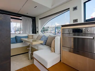 Salon of Supernova, a Sessa F48 motor yacht at Općina Sukošan, Croatia