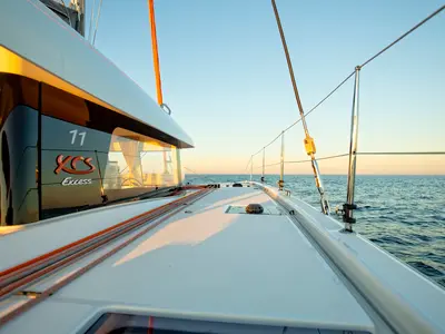 Deck of Spark Of Sea, a Excess 11 catamaran at Općina Rogoznica, Croatia