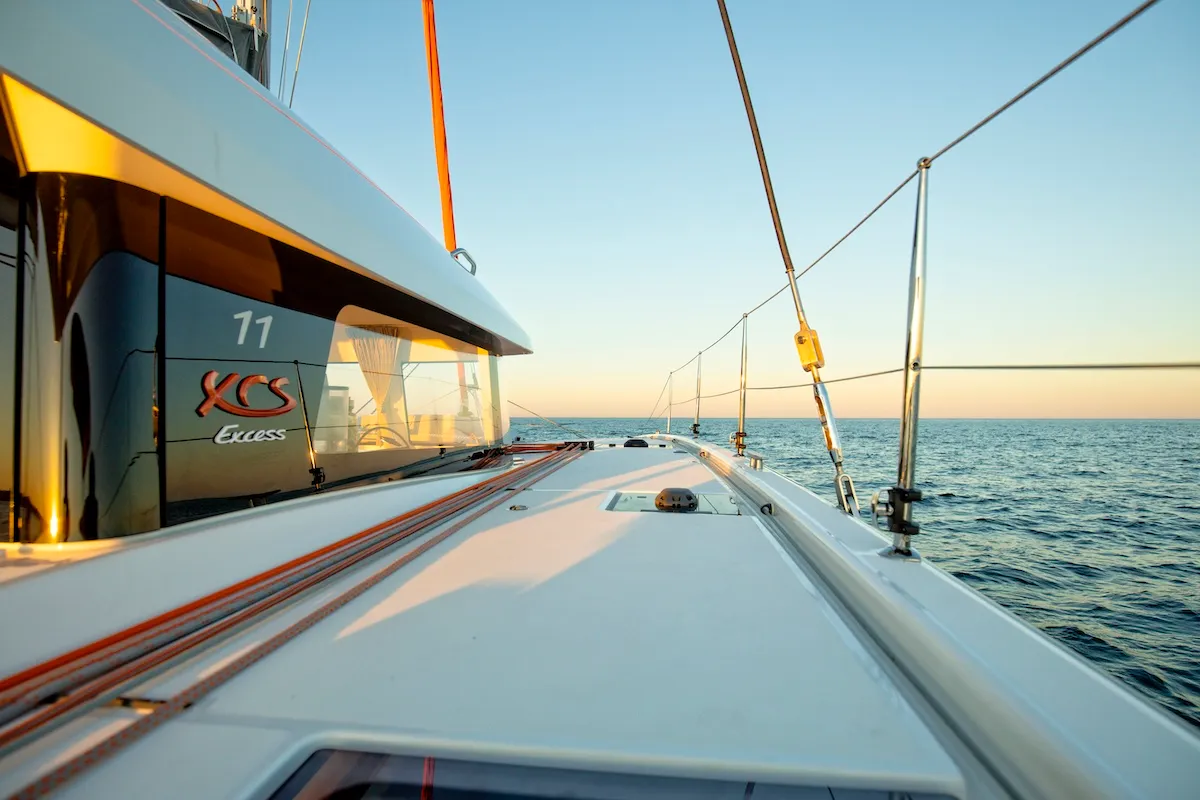 Deck of Spark Of Sea, a Excess 11 catamaran at Općina Rogoznica, Croatia