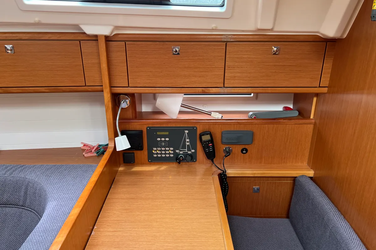 Salon of NIREUS, a Bavaria 41 Cruiser sailboat at Municipal Unit of Lefkada, Greece