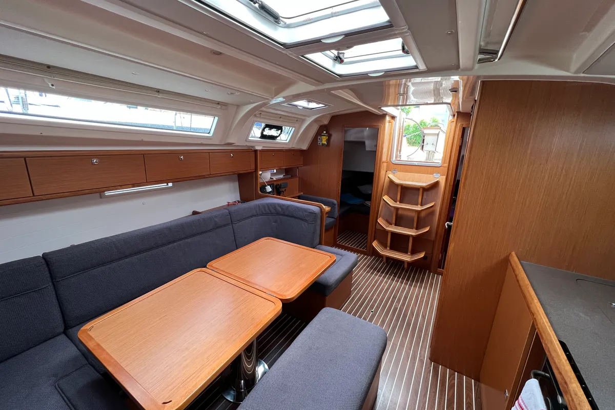 Salon of NIREUS, a Bavaria 41 Cruiser sailboat at Municipal Unit of Lefkada, Greece