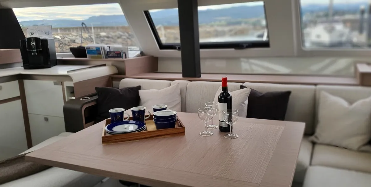 Salon of La Grange, a Fountaine Pajot Elba 45 catamaran at Zadar, Croatia