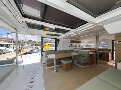 Salon of Kamla, a Bali 4.2 catamaran at Grad Biograd na Moru, Croatia