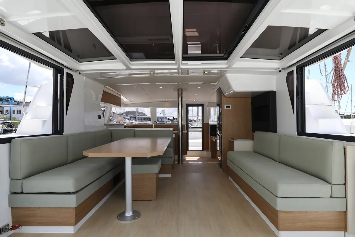 Salon of Kamla, a Bali 4.2 catamaran at Grad Biograd na Moru, Croatia