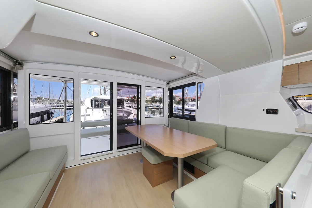 Salon of Kamla, a Bali 4.2 catamaran at Grad Biograd na Moru, Croatia