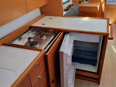 Galley of Zoom, a Bavaria C38 sailboat at Punat, Croatia