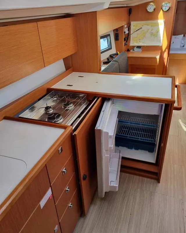 Galley of Zoom, a Bavaria C38 sailboat at Punat, Croatia