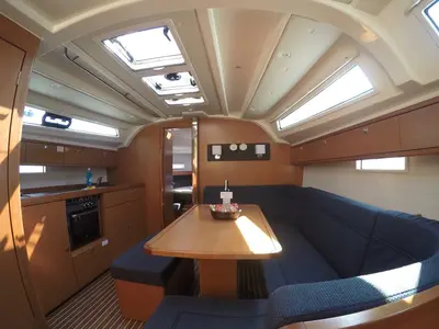 Salon of Cadenza, a Bavaria Cruiser 41 sailboat at Fethiye, Turkey