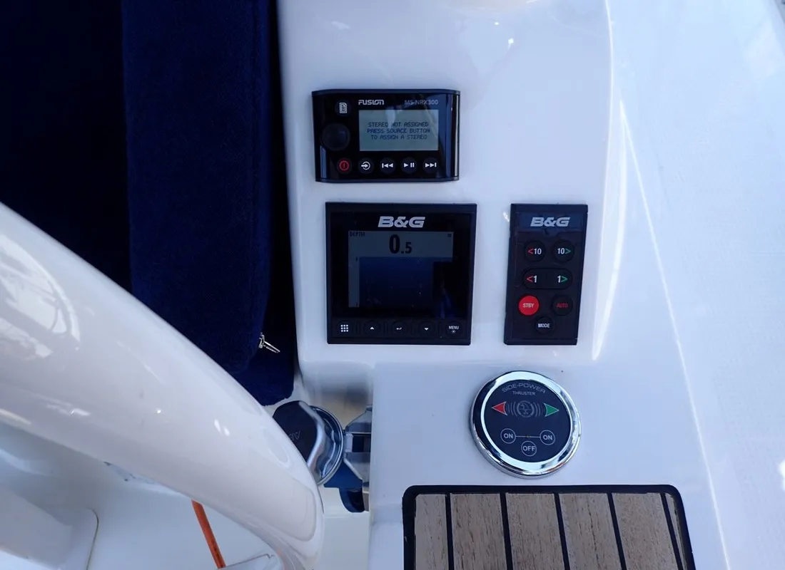 Cockpit of Cadenza, a Bavaria Cruiser 41 sailboat at Fethiye, Turkey