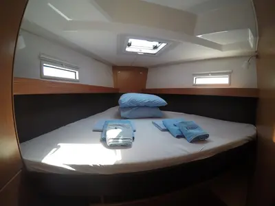 Cabin on Cadenza, a Bavaria Cruiser 41 sailboat at Fethiye, Turkey
