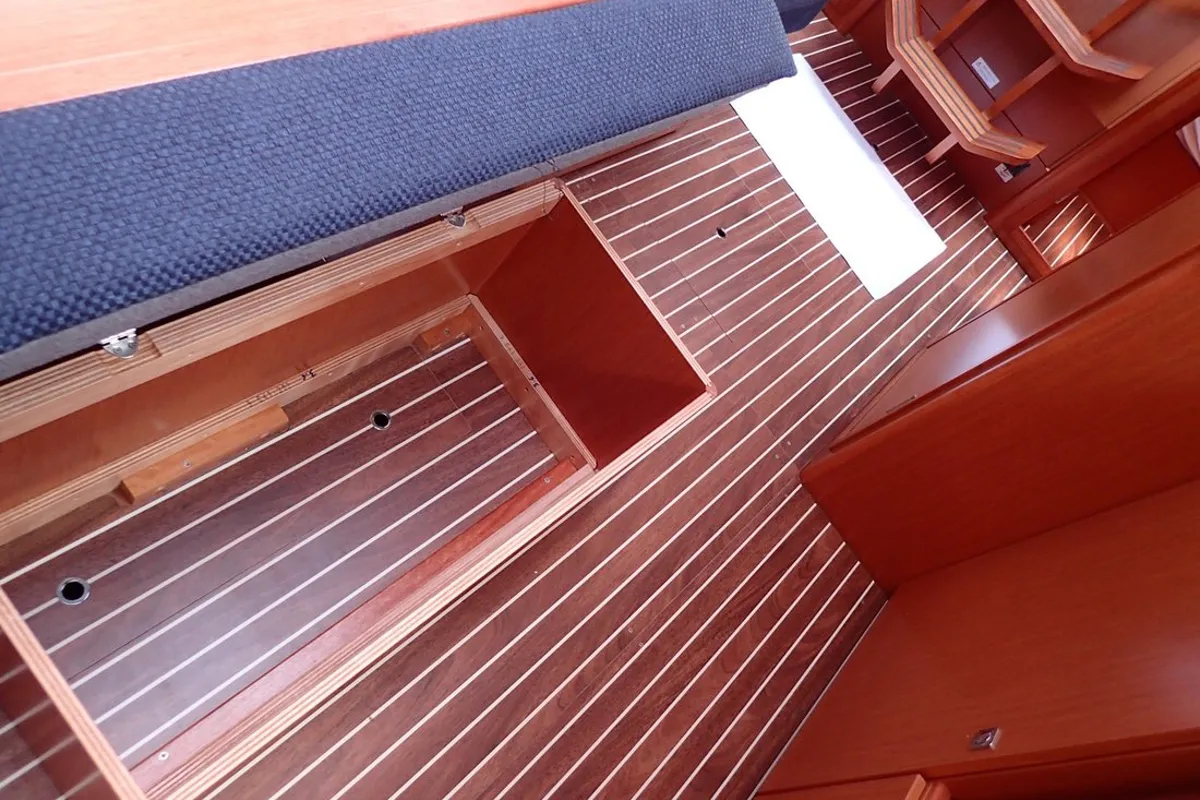 Salon of Cadenza, a Bavaria Cruiser 41 sailboat at Fethiye, Turkey