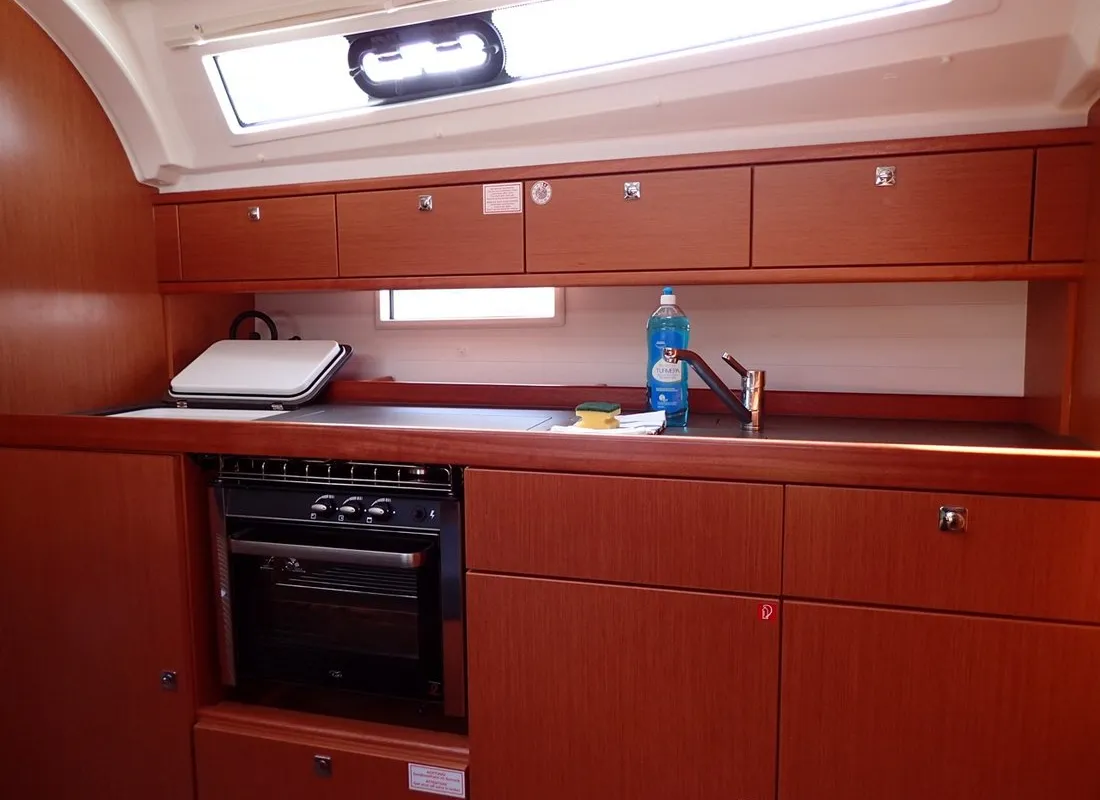 Galley of Cadenza, a Bavaria Cruiser 41 sailboat at Fethiye, Turkey