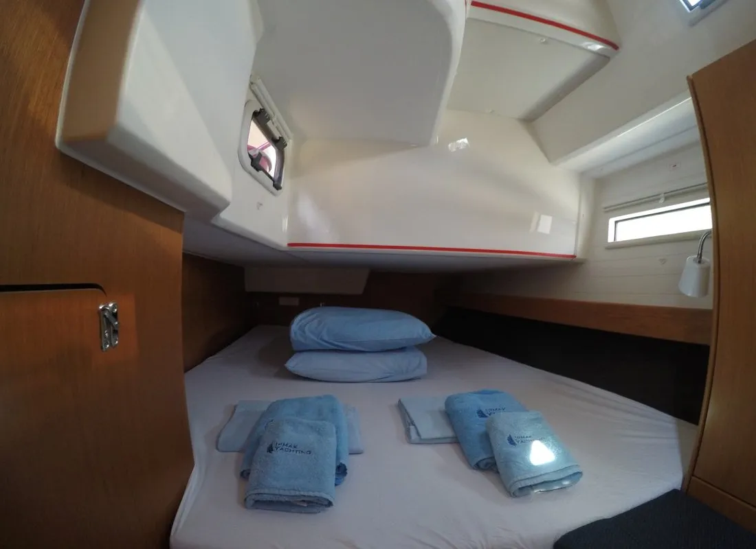 Cabin on Cadenza, a Bavaria Cruiser 41 sailboat at Fethiye, Turkey