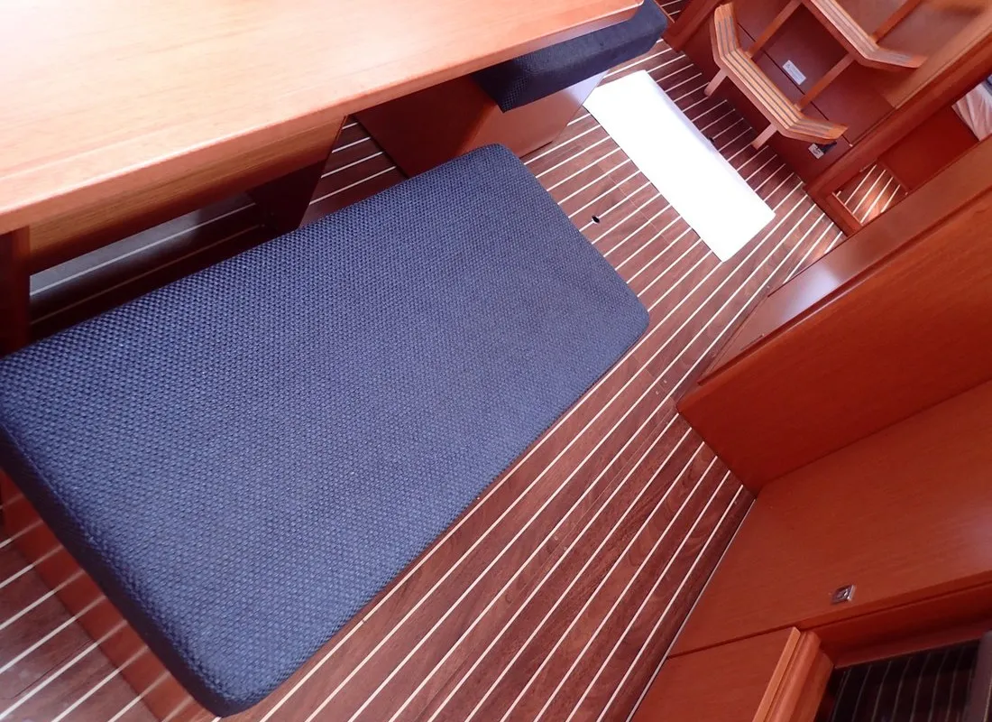 Salon of Cadenza, a Bavaria Cruiser 41 sailboat at Fethiye, Turkey