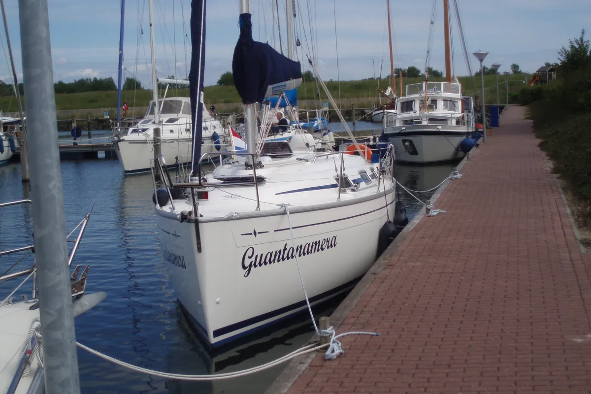 Exterior view of Guantanamera, a Bavaria 30 Cruiser sailboat at Yerseke, Netherlands