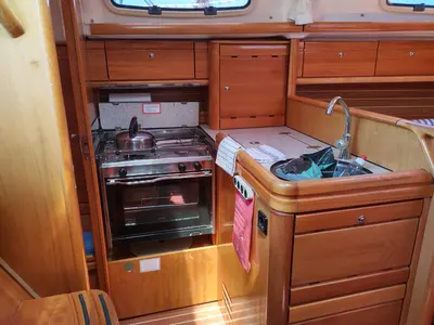 Galley of Guantanamera, a Bavaria 30 Cruiser sailboat at Yerseke, Netherlands