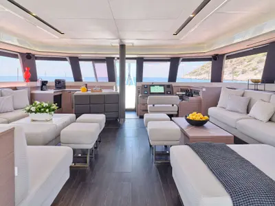 Alexandra II, a Fountaine Pajot Alegria 67 catamaran at Athens, Marina Delta Kallithea, Greece
