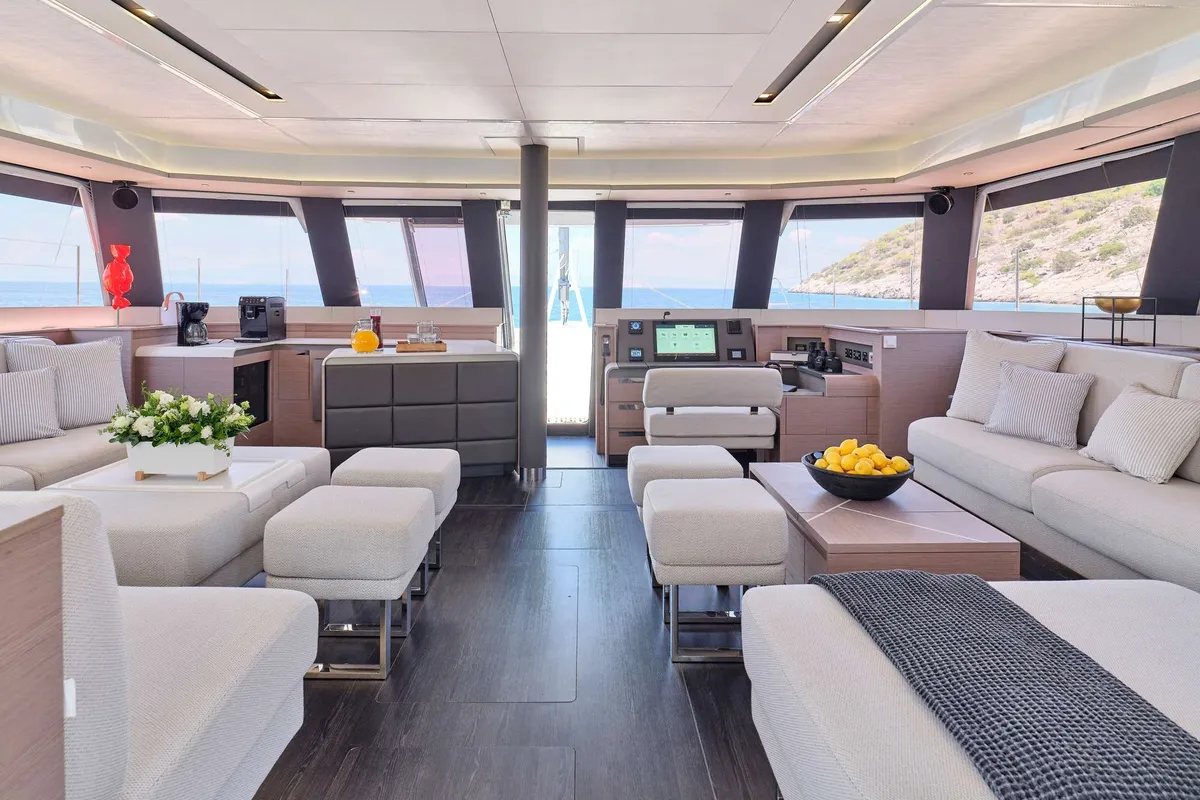 Alexandra II, a Fountaine Pajot Alegria 67 catamaran at Athens, Marina Delta Kallithea, Greece