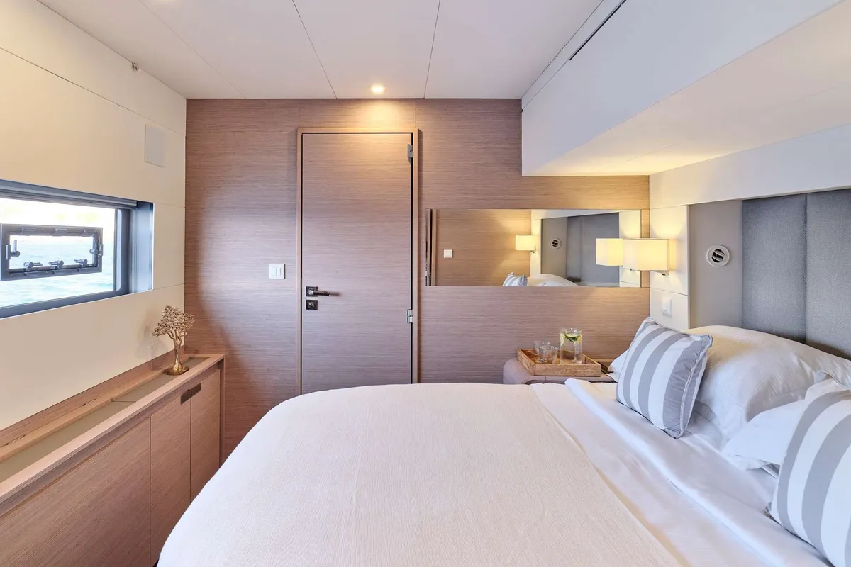 Alexandra II, a Fountaine Pajot Alegria 67 catamaran at Athens, Marina Delta Kallithea, Greece