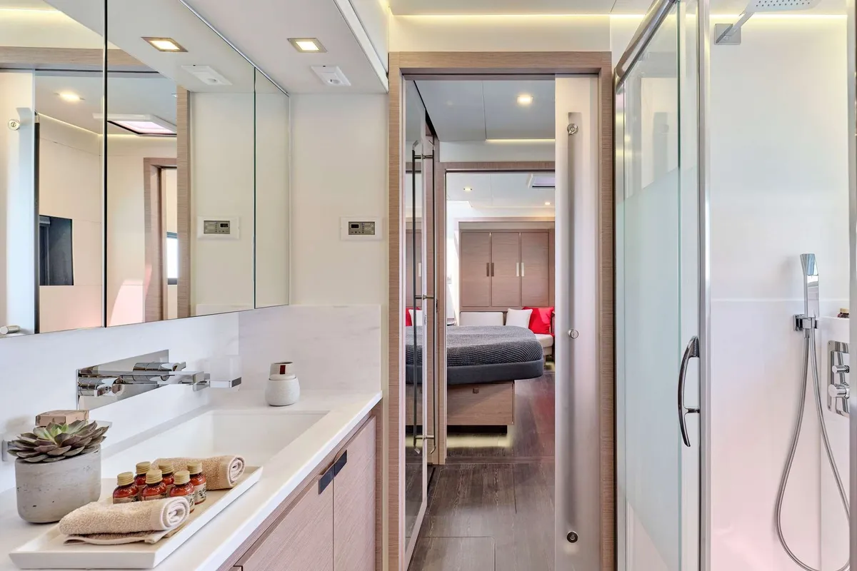 Alexandra II, a Fountaine Pajot Alegria 67 catamaran at Athens, Marina Delta Kallithea, Greece