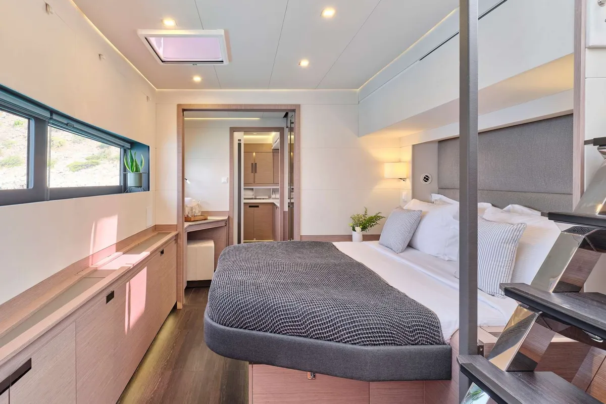 Alexandra II, a Fountaine Pajot Alegria 67 catamaran at Athens, Marina Delta Kallithea, Greece