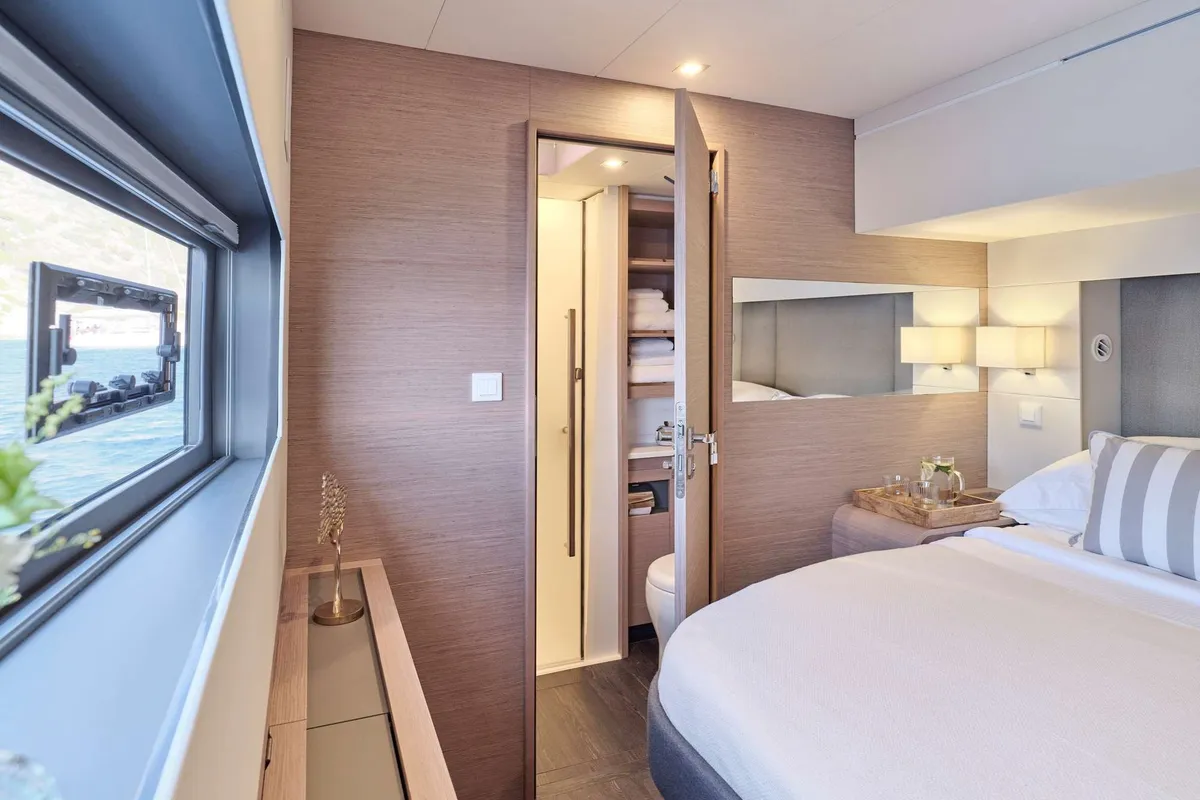 Alexandra II, a Fountaine Pajot Alegria 67 catamaran at Athens, Marina Delta Kallithea, Greece