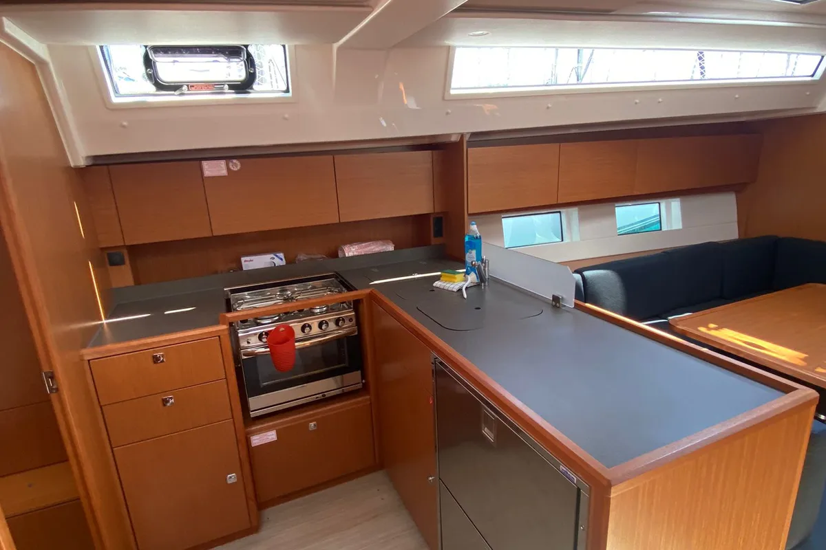 Galley of Allegro, a Bavaria C45 sailboat at Fethiye, Turkey