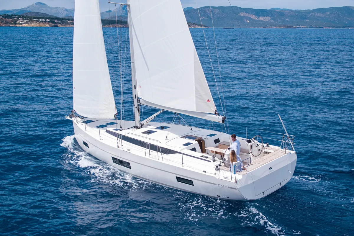 Exterior view of Allegro, a Bavaria C45 sailboat at Fethiye, Turkey