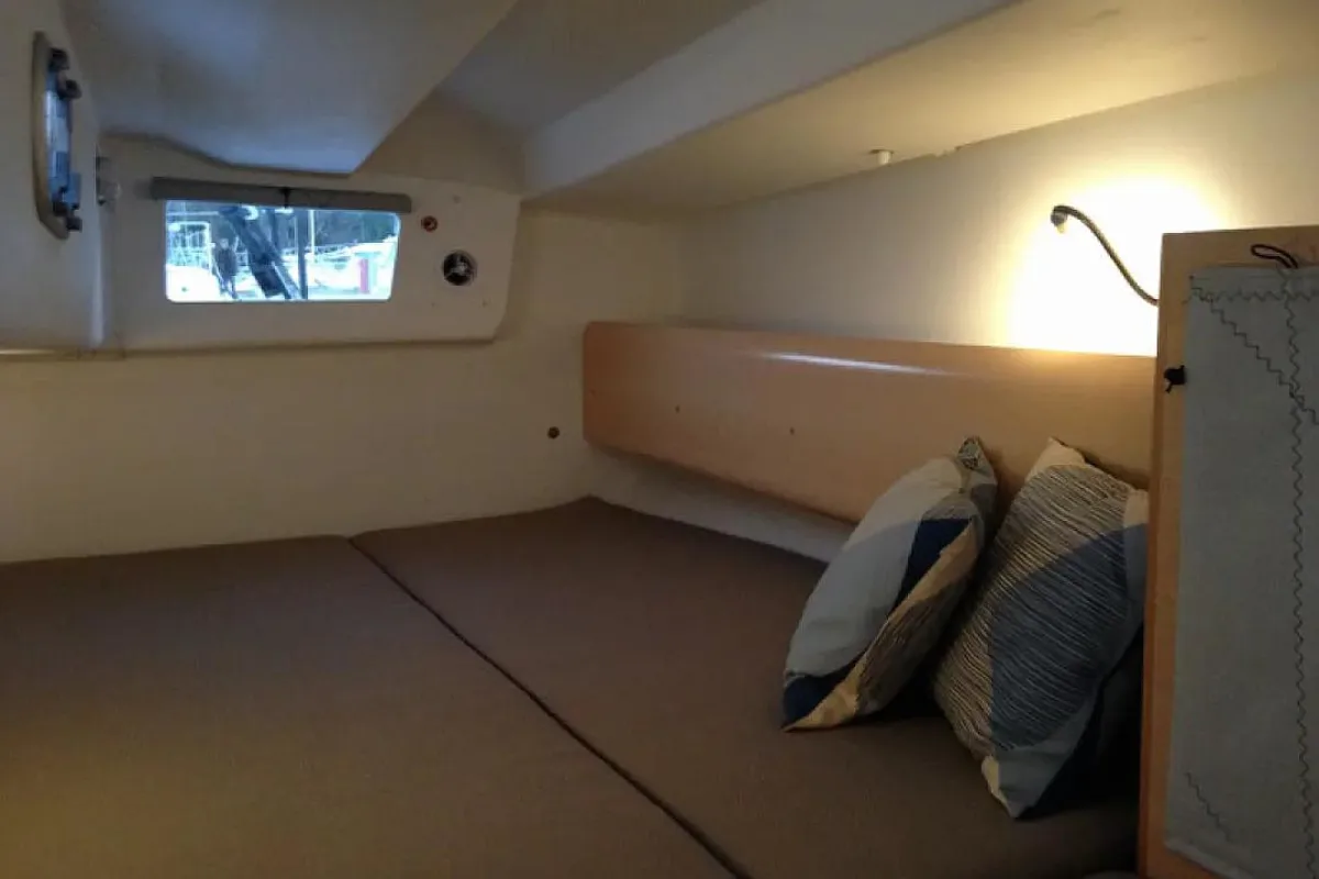 Cabin on Aminata, a Pogo 36 sailboat at La Trinité-sur-Mer, France