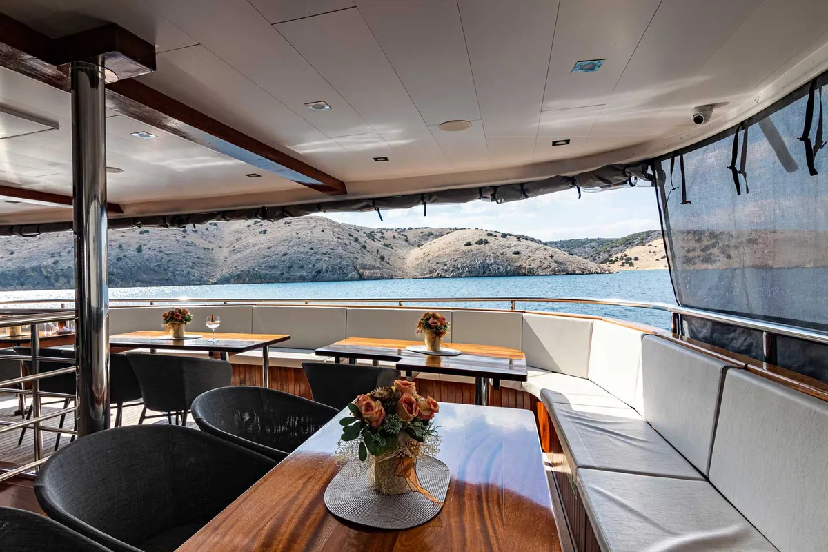 Deck of Suzana, a Gulet Luxury Motor Yacht motor yacht at Dubrovnik, Croatia